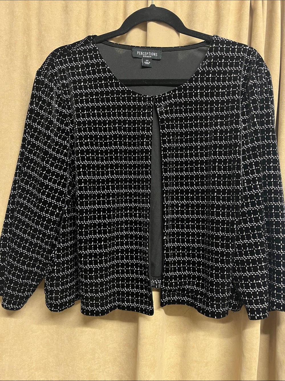Perceptions Black and Silver metallic velvet Open Cardigan